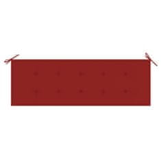Vidaxl Záhradná lavička s červenou podložkou 150 cm tíkový masív