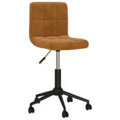 Vidaxl Otočná kancelárska stolička, hnedá, čalúnená zamatom