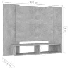 Vidaxl Nástenná TV skrinka betónová sivá 120x23,5x90 cm drevotrieska