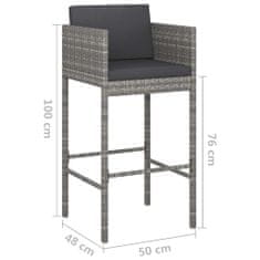 Petromila vidaXL Barové stoličky 2 ks s podložkami sivé polyratanové