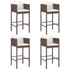 Petromila vidaXL Barové stoličky 4 ks s podložkami hnedé polyratanové