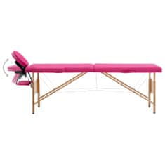 Petromila vidaXL Skladací masážny stôl, 2 zóny, drevo, ružový