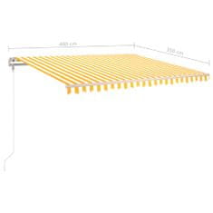 Petromila vidaXL Automatická markíza, LED a senzor vetra 400x350 cm, žltá/biela