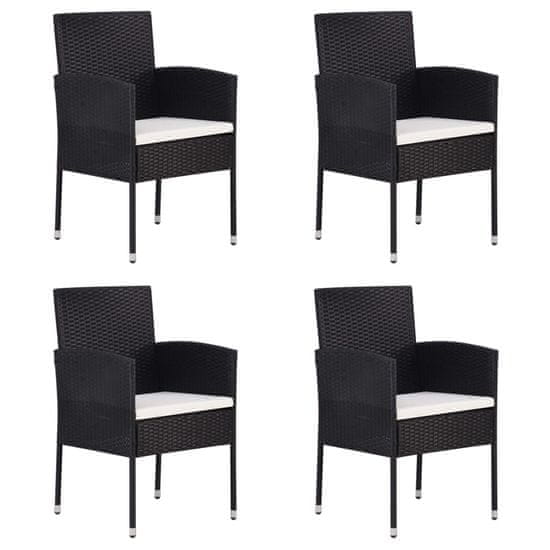 Petromila vidaXL Záhradné stoličky 4 ks, polyratan, čierne