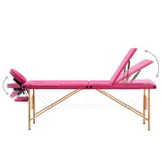 Petromila vidaXL Skladací masážny stôl, 3 zóny, drevo, ružový