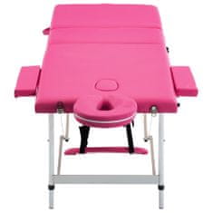 Petromila vidaXL Skladací masážny stôl, 3 zóny, hliník, ružový