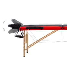 Petromila vidaXL Skladací masážny stôl, 3 zóny, drevo, čierno červený