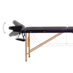 Petromila vidaXL Skladací masážny stôl, 3 zóny, drevo, čierno fialový