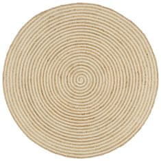 Petromila vidaXL Ručne vyrobený jutový koberec, špirálový dizajn, biely 120 cm