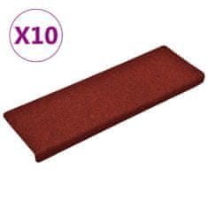 Vidaxl Nášľapy na schody 10 ks bordové červené 65x25 cm vpichovaná textília