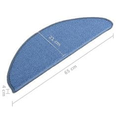 Vidaxl Kobercové nášľapy na schody 15 ks modré 65x21x4 cm