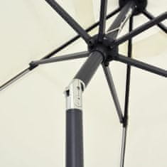 Vidaxl Slnečník s LED a hliníkovou tyčou 300 cm, pieskovo biely
