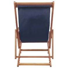 Vidaxl Skladacie plážové kreslo, látka a drevený rám, modré