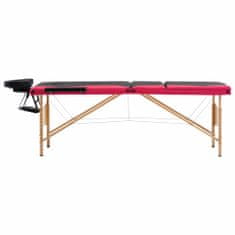 Petromila vidaXL Skladací masážny stôl, 3 zóny, drevo, čierno ružový