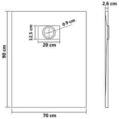 Petromila vidaXL Sprchová vanička SMC sivá 90x70 cm