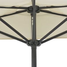 Vidaxl Balkónový slnečník, hliníková tyč, pieskový 270x135 cm, polkruh