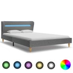 Vidaxl Rám postele s LED svetlom bledosivý látkový 120x200 cm