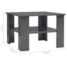 Vidaxl Konferenčný stolík lesklý sivý 60x60x42 cm drevotrieska