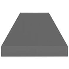 Vidaxl Plávajúca nástenná polica, lesklá sivá 90x23,5x3,8 cm, MDF