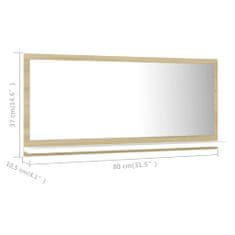 Vidaxl Kúpeľňové zrkadlo, biele a sonoma 80x10,5x37 cm, drevotrieska