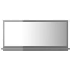 Vidaxl Kúpeľňové zrkadlo, lesklé sivé 80x10,5x37 cm, drevotrieska
