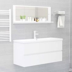 Vidaxl Kúpeľňové zrkadlo, lesklé biele 100x10,5x37 cm, drevotrieska