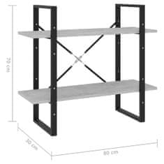 Vidaxl Knižnica s 2 policami betónovo-sivá 80x30x70 cm drevotrieska