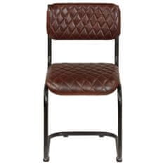 Vidaxl Jedálenské stoličky 6 ks, hnedé, pravá koža