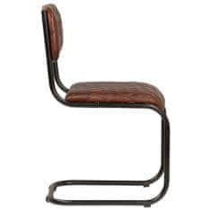 Vidaxl Jedálenské stoličky 6 ks, hnedé, pravá koža