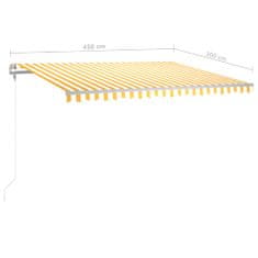 Petromila vidaXL Automaticky zaťahovacia markíza so stĺpikmi 4,5x3 m žlto-biela