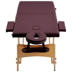 Petromila  vidaXL Skladací masážny stôl, 2 zóny, drevo, vínovo fialový