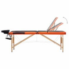 Petromila vidaXL Skladací masážny stôl, 3 zóny, drevo, čierno oranžový