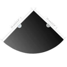 Vidaxl Rohová polička s chrómovanou podperou, sklenená, čierna, 35x35 cm