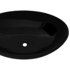 Petromila vidaXL Luxusné keramické umývadlo, oválny tvar, čierne, 40 x 33 cm