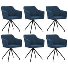 Vidaxl Otočné jedálenské stoličky 6 ks, modré, látka