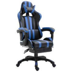 Vidaxl Herná stolička s opierkou na nohy, modrá, umelá koža
