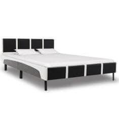 Vidaxl Rám postele čierno-biely umelá koža 120x200 cm