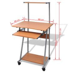 Vidaxl Hnedý počítačový stôl s vysúvacou doskou na klávesnicu