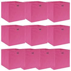 Greatstore Úložné boxy 10 ks ružové 32x32x32 cm látkové