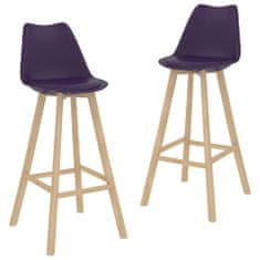 Vidaxl Barové stoličky 2 ks tmavofialové umelá koža