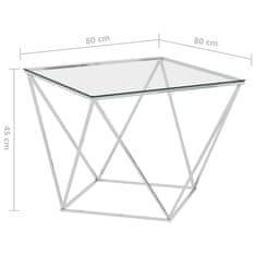 Vidaxl Konferenčný stolík, strieborný 80x80x45 cm, nehrdzavejúca oceľ