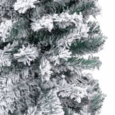 Vidaxl Úzky umelý vianočný stromček, zasnežený, zelený 240 cm, PVC
