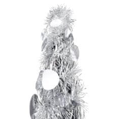 Vidaxl Rozkladací umelý vianočný stromček strieborný 150 cm PET