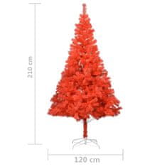 Vidaxl Umelý vianočný stromček s podstavcom, červený 210 cm, PVC