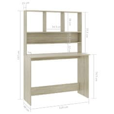 Vidaxl Stôl s policami farba dubu sonoma 110x45x157 cm drevotrieska