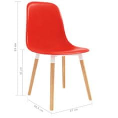Vidaxl Jedálenské stoličky 6 ks, červené, plast