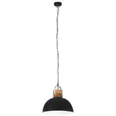 Vidaxl Industriálna závesná lampa čierna okrúhla 42 cm E27 mangový masív