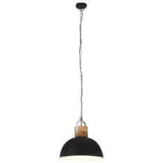 Vidaxl Industriálna závesná lampa čierna okrúhla 42 cm E27 mangový masív