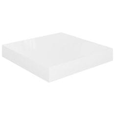 Vidaxl Plávajúce nástenné police 2 ks, lesklé biele 23x23,5x3,8cm, MDF