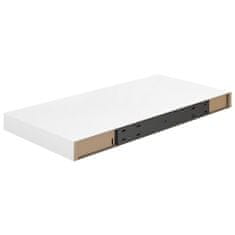 Vidaxl Plávajúce nástenné police 2 ks, lesklé biele 50x23x3,8 cm, MDF